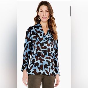 Nic+Zoe Swirling Sky Abstract-Print V-Neck Top